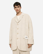 Oversize single-breasted linen and viscose jacket -  | Dolce & Gabbana