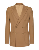 Double-breasted stretch wool tricotine jacket -  | Dolce & Gabbana