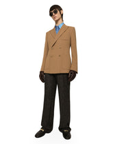 Double-breasted stretch wool tricotine jacket -  | Dolce & Gabbana