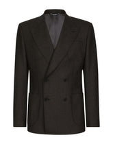 Double-breasted stretch wool flannel jacket -  | Dolce &amp; Gabbana