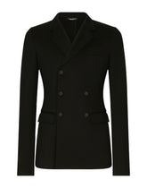 Double-breasted technical cotton jersey jacket -  | Dolce &amp; Gabbana