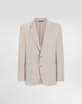 Single-breasted stretch jersey jacket with logo embroidery -  | Dolce &amp; Gabbana