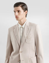 Single-breasted stretch jersey jacket with logo embroidery -  | Dolce &amp; Gabbana