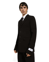 Fitted single-breasted stretch cotton jacket -  | Dolce & Gabbana