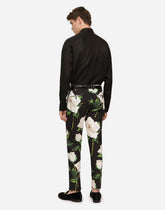 Linen Martini-fit shirt with DG embroidery -  | Dolce & Gabbana