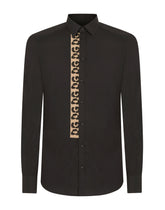 Cotton Martini-fit shirt with DG patch -  | Dolce & Gabbana