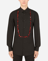 Cotton Gold-fit tuxedo shirt with rhinestone embellishment -  | Dolce & Gabbana