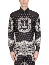 Denim shirt with inserts in bandana print -  | Dolce &amp; Gabbana