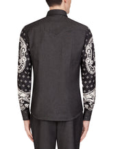 Denim shirt with inserts in bandana print -  | Dolce &amp; Gabbana