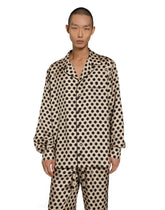 Silk shirt with polka-dot print and DG logo -  | Dolce &amp; Gabbana