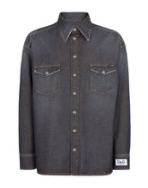 Blue denim shirt with D&amp;G patch -  | Dolce &amp; Gabbana
