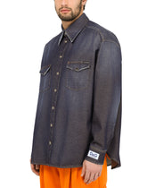 Blue denim shirt with D&amp;G patch -  | Dolce &amp; Gabbana