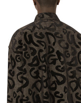 Grey wash denim shirt with flocked DG print -  | Dolce & Gabbana