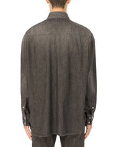 Gray wash denim shirt with patch embellishment -  | Dolce & Gabbana