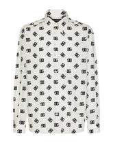Oversize cotton shirt with DG Monogram print -  | Dolce &amp; Gabbana