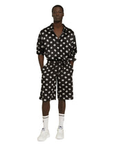Oversize silk shirt with DG Monogram print -  | Dolce & Gabbana