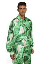 Oversize silk shirt with banana-tree print -  | Dolce &amp; Gabbana