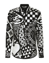 Cotton Martini-fit shirt with bandanna print -  | Dolce & Gabbana