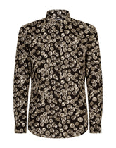 Coin print Martini-fit poplin shirt -  | Dolce & Gabbana
