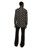 Cotton Martini-fit shirt with DG Monogram print -  | Dolce & Gabbana