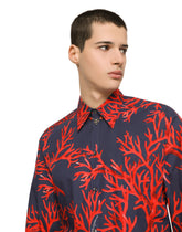 Cotton Martini-fit shirt with coral print -  | Dolce &amp; Gabbana