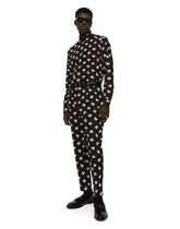 Cotton Martini-fit shirt with DG Monogram print -  | Dolce & Gabbana