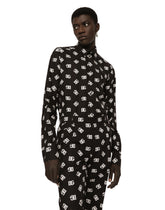 Cotton Martini-fit shirt with DG Monogram print -  | Dolce & Gabbana