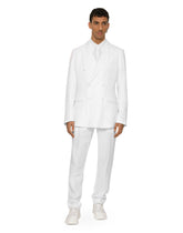 Linen-blend Martini-fit shirt with DG embroidery -  | Dolce & Gabbana