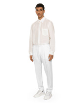 Linen-blend Martini-fit shirt with DG embroidery -  | Dolce & Gabbana