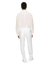 Linen-blend Martini-fit shirt with DG embroidery -  | Dolce & Gabbana