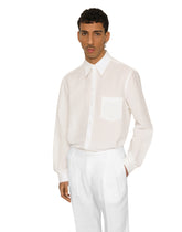 Linen-blend Martini-fit shirt with DG embroidery -  | Dolce & Gabbana