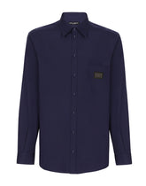 Cotton Martini-fit shirt with branded tag -  | Dolce &amp; Gabbana