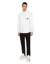 Cotton Martini-fit shirt with branded tag -  | Dolce &amp; Gabbana