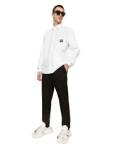 Cotton Martini-fit shirt with branded tag -  | Dolce &amp; Gabbana
