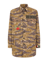 Camouflage-print cotton shirt with patch -  | Dolce & Gabbana
