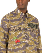 Camouflage-print cotton shirt with patch -  | Dolce & Gabbana