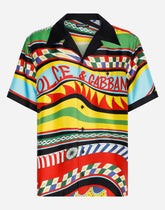 Silk twill Hawaiian shirt with carretto print -  | Dolce & Gabbana