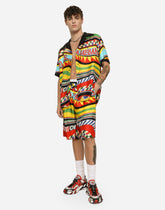 Silk twill Hawaiian shirt with carretto print -  | Dolce & Gabbana