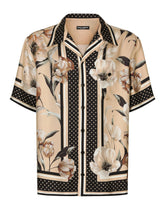 Silk twill Hawaiian shirt with floral print -  | Dolce &amp; Gabbana