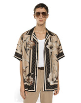 Silk twill Hawaiian shirt with floral print -  | Dolce &amp; Gabbana