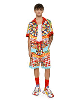 Terry jersey Hawaiian shirt with carretto print -  | Dolce & Gabbana