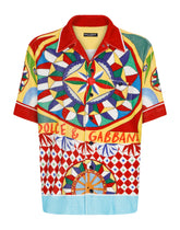 Terry jersey Hawaiian shirt with carretto print -  | Dolce & Gabbana