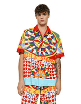 Terry jersey Hawaiian shirt with carretto print -  | Dolce & Gabbana