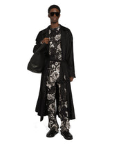 Oversize linen shirt with floral print -  | Dolce & Gabbana