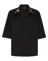 Cotton Hawaiian shirt with crystal and stud embellishment -  | Dolce & Gabbana