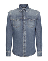 Light blue wash stretch denim shirt -  | Dolce & Gabbana