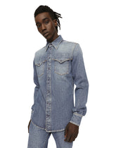 Light blue wash stretch denim shirt -  | Dolce & Gabbana