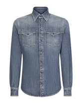 Light blue wash stretch denim shirt -  | Dolce & Gabbana