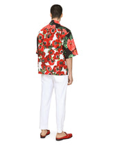 Stretch cotton Hawaiian shirt with floral print -  | Dolce & Gabbana