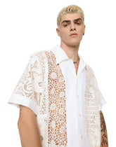 Hawaiian shirt with lace inserts -  | Dolce & Gabbana